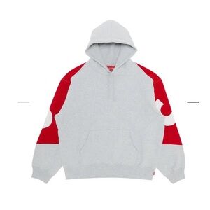 Supreme Gray and Red Logo Hoodie